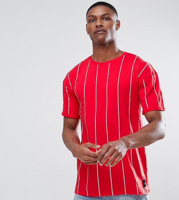 Sixth June Tall T-shirt In Red Stripe - Red