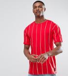 Sixth June Tall T-shirt In Red Stripe - Red