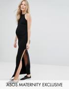 Asos Maternity High Neck Maxi Dress - Black