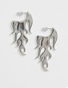 Asos Design Earrings In Flame Design In Silver Tone - Silver