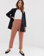Asos Design Pull On Tapered Pants In Jersey Crepe-pink