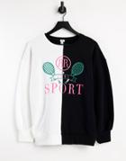 River Island Sport Embroidered Color Block Sweatshirt In White