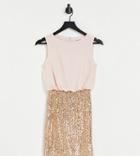 Jaded Rose Petite High Neck 2-in-1 Sequin Mini Dress In Blush And Gold-pink