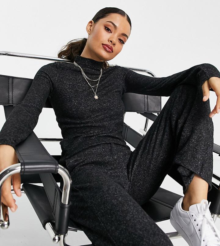 Vero Moda Petite High Neck Knit Sweater In Dark Gray - Part Of A Set