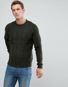 Brave Soul Cheveron Stripe Crew Knit Sweater - Green