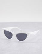 Asos Design Beveled Cat Eye Sunglasses In Shiny White