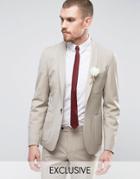 Hart Hollywood Skinny Wedding Suit Jacket With Shawl Lapel - Beige
