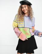 The Ragged Priest Boxy Sweater In Mix Printed Knit-multi
