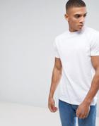 Solid Longline T-shirt With High Neck - White