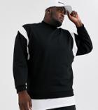 Asos Design Plus Oversized Sweatshirt With Turtleneck & Cut & Sew Panels-black