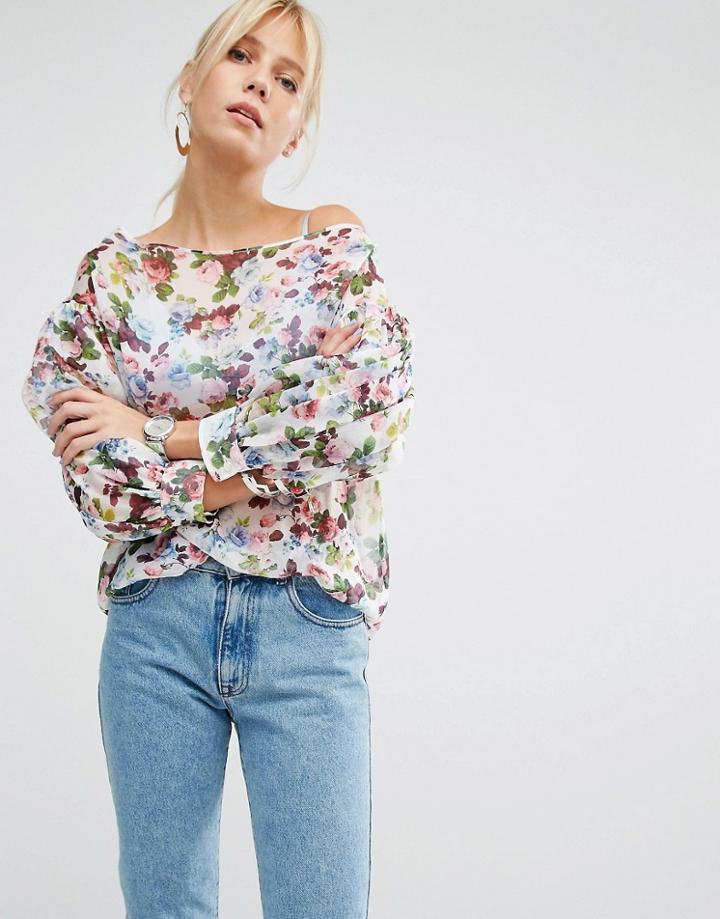 Sportmax Code Off Shoulder Top In Floral Print - White