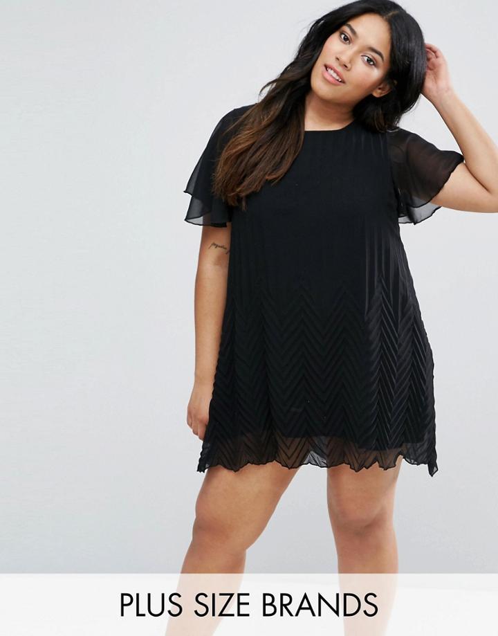 Lovedrobe Plus Pleated Tunic Dress - Black