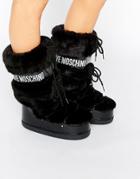 Love Moschino Black Faux Fur Snow Boots - Black