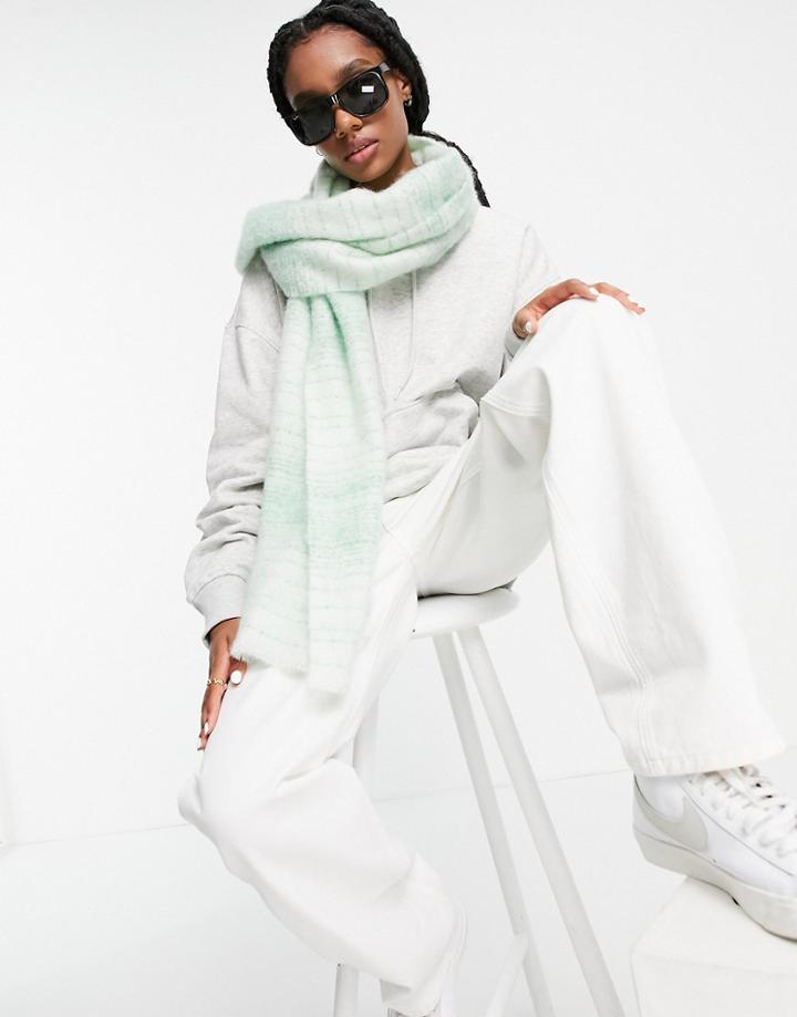 Asos Design Wool Mix Tonal Stripe Scarf In Green