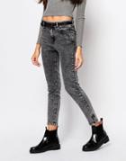 Pull & Bear Acid Wash Skinny Jeans - Gray