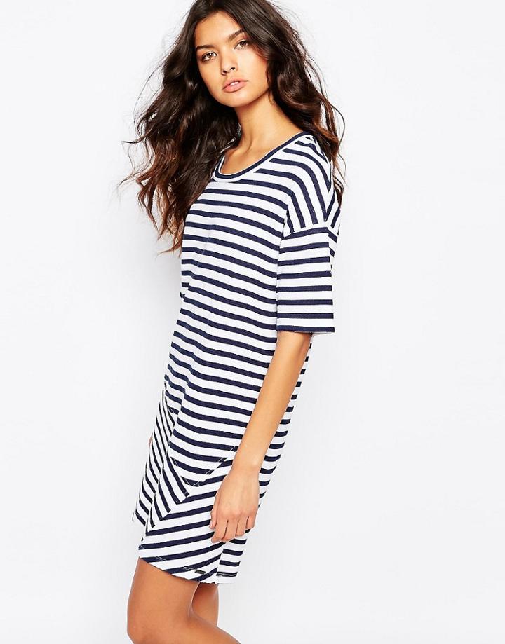 Boss Orange Derstripe T-shirt Dress - 403 Dark Blue