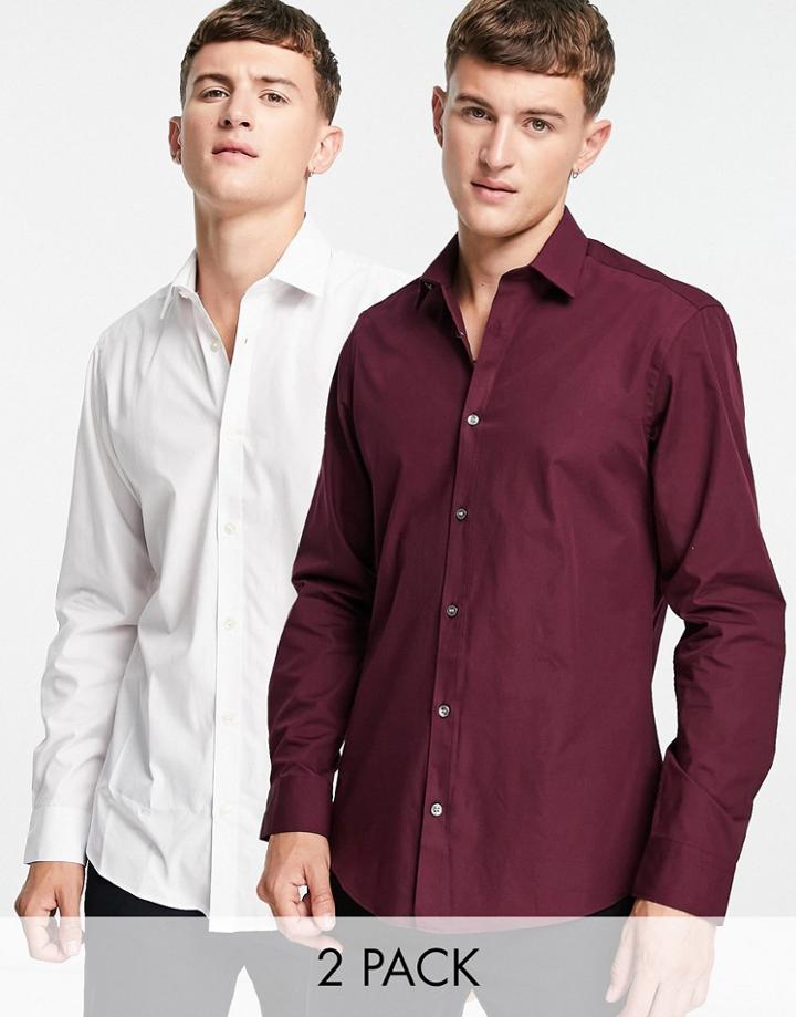 French Connection 2 Pack Slim Fit Formal Shirt-multi