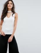 Mango Rib Choker Detail Top - White