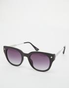Jeepers Peepers Round Sunglasses In Black/silver - Black