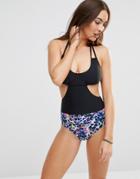 Pour Moi Fuller Bust Grr Scoop Neck Swimsuit - Fluro Animal