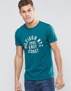 Tommy Hilfiger T-shirt With Logo Print In Green In Regular Fit - Shaded Spr