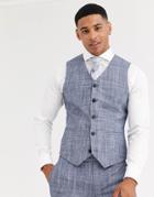 Asos Design Wedding Super Skinny Suit Suit Vest In Dark Blue Crosshatch-navy