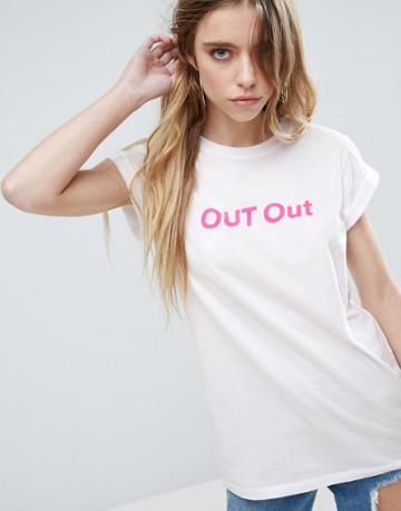 Asos T-shirt With Out Out Print - White