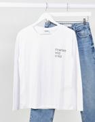 Noisy May Long Sleeve Slogan T-shirt In White