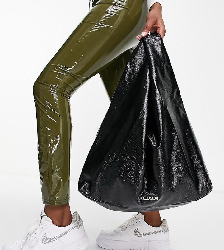 Collusion Unisex Textured Slouchy Tote In Black