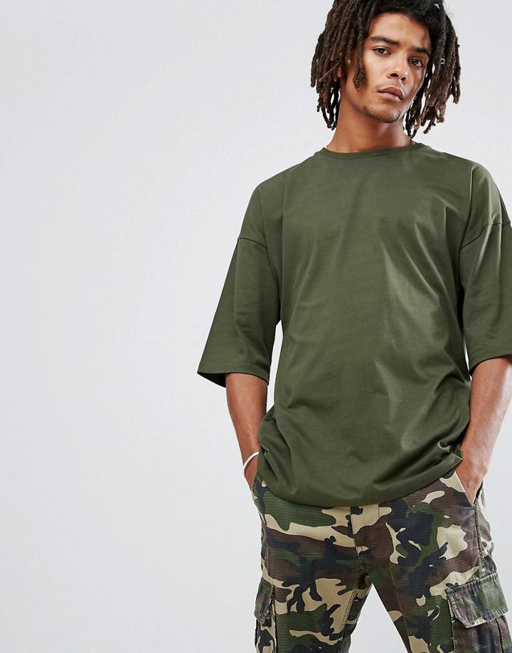 Asos Oversized T-shirt With Crew Neck - Green