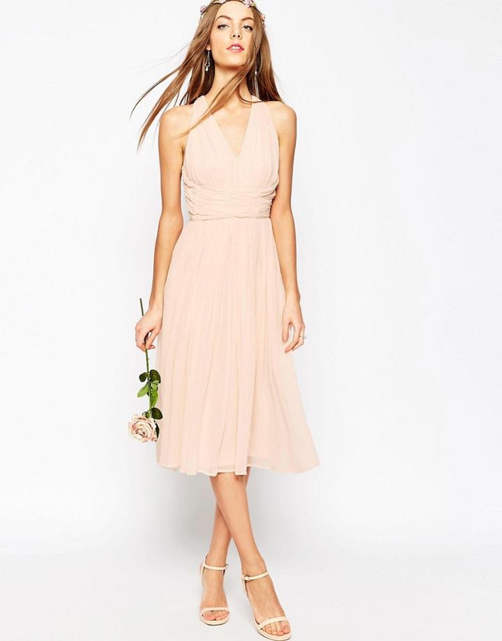 Asos Wedding Hollywood Midi Dress - Blush