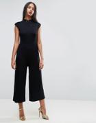 Asos Jersey Jumpsuit With High Neck And Cap Sleeve - Black