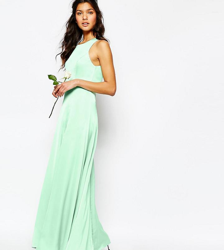 Fame And Partners Asleigh Maxi Dress With Open Back And Side Splits - Green