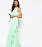 Fame And Partners Asleigh Maxi Dress With Open Back And Side Splits - Green