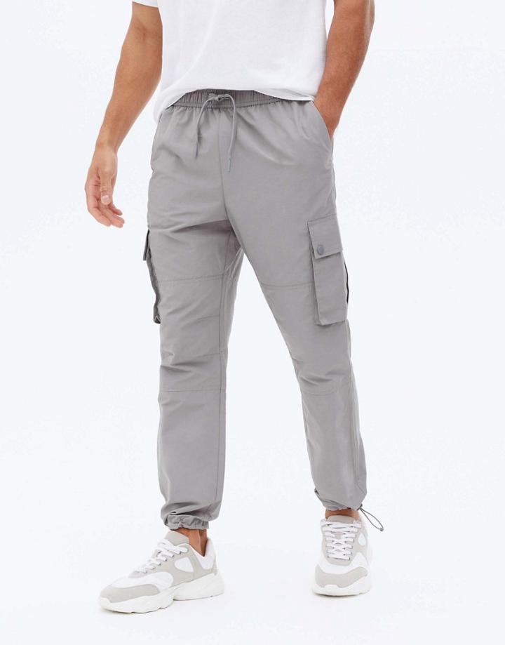New Look Cargo Joggers In Light Gray