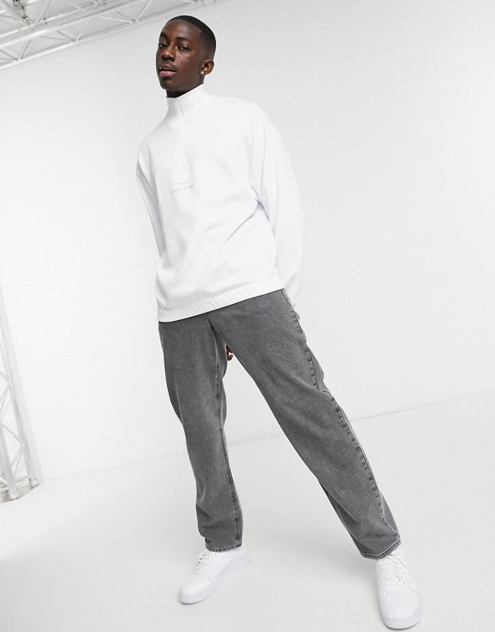 Asos Design Oversized Bonded Scuba Sweatshirt With Tokyo Print-white