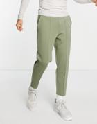 Asos Design Slim Sweatpants In Khaki Scuba-green