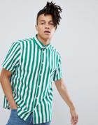 Weekday Louis Short Sleeve Striped Shirt - Green