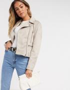 French Connection Aimee Suedette Biker Jacket-pink