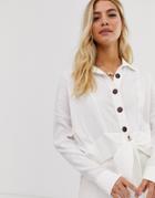 Moon River Tie Front Blouse-white