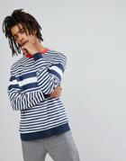 Asos Sweatshirt With Stripe Print And Contrast Ringer - Black