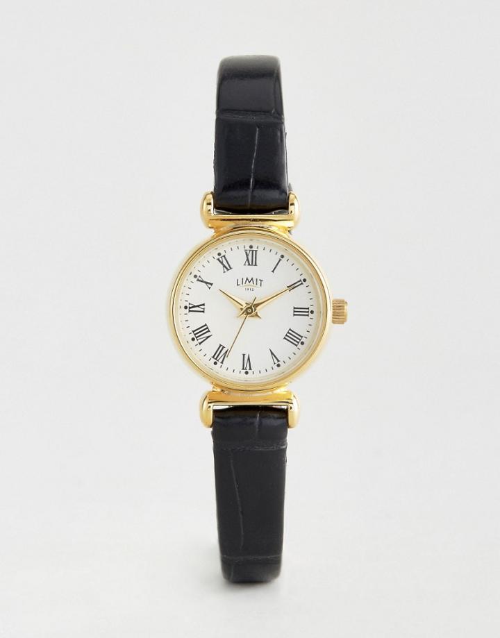 Limit Black Vintage Croc Leather Watch 6210.37 (72) - Black