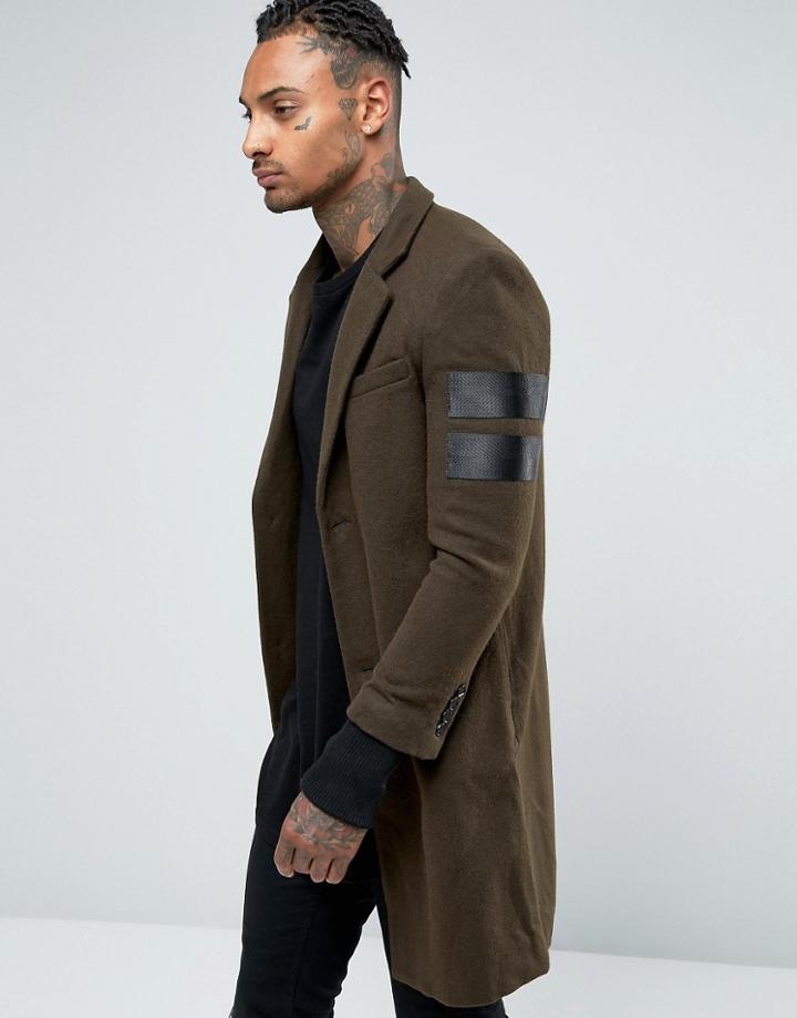 Sixth June Overcoat With Zip Back Detail - Green