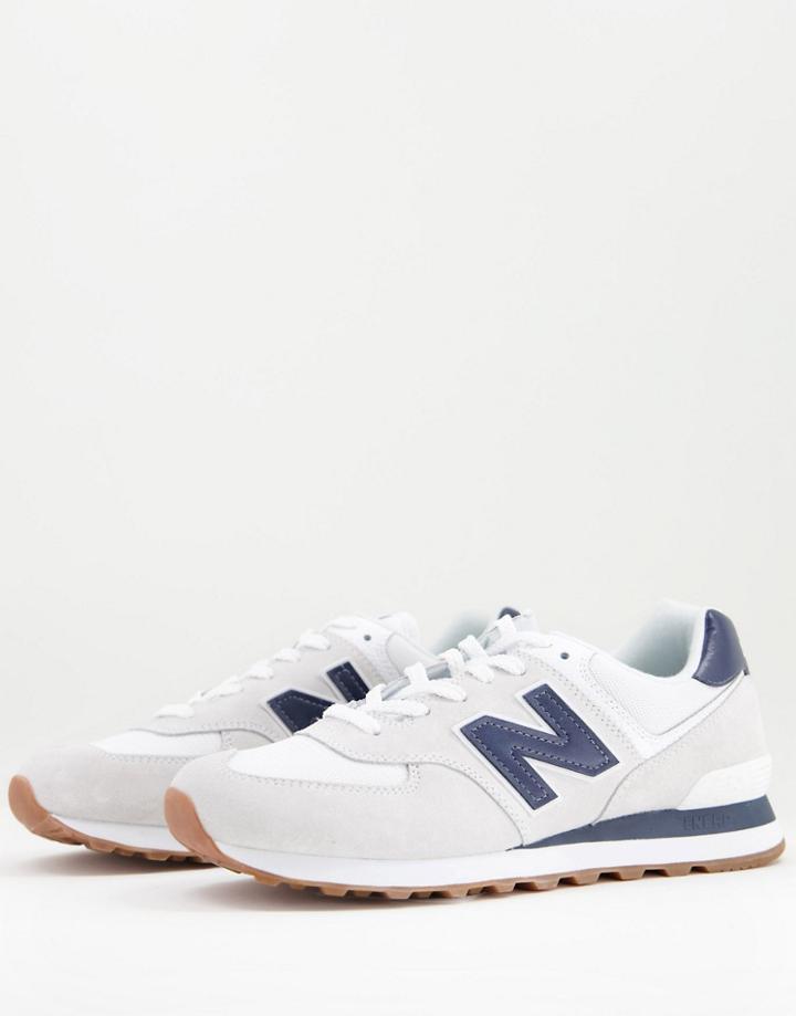 New Balance 574 Sneakers In White And Navy