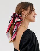 Asos Design Hair Scarf In Pleated Stripe Print - Multi