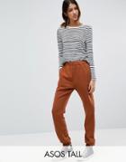 Asos Tall Washed Track Pant With Poppers - Red
