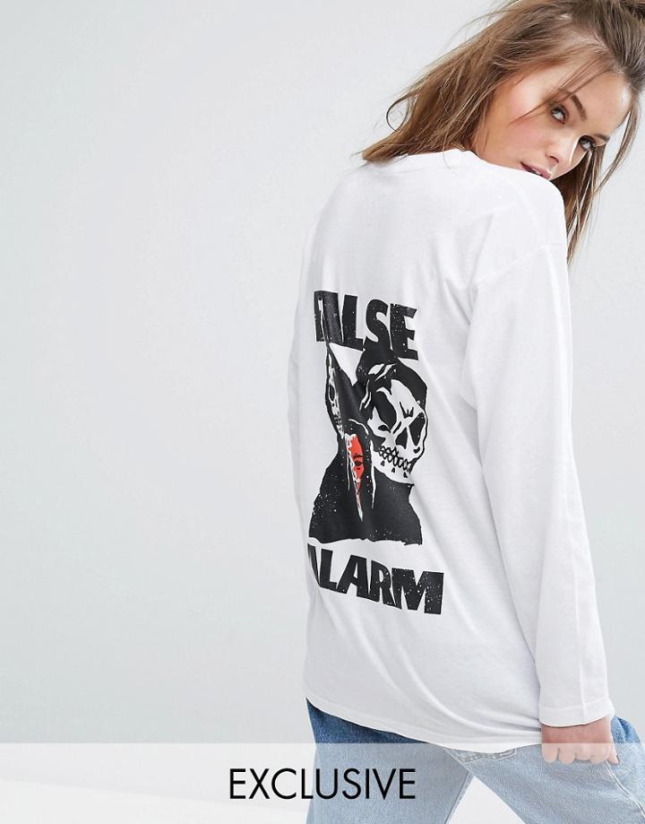 The Weeknd Skate Top With False Alarm Print - White