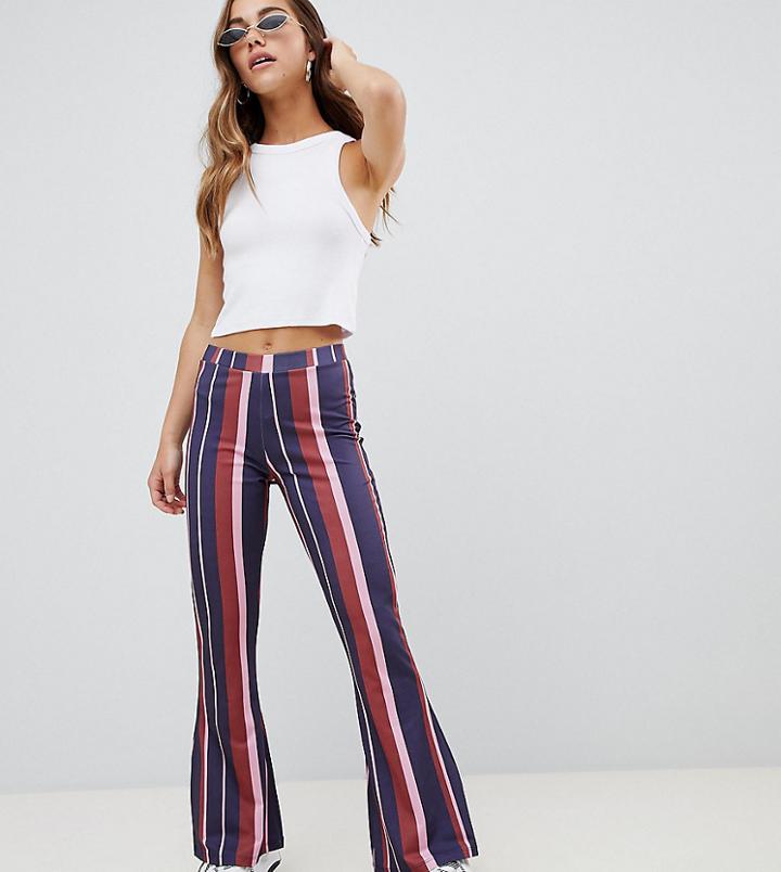 Asos Design Petite Kick Flare Leggings In 70s Stripe - Multi
