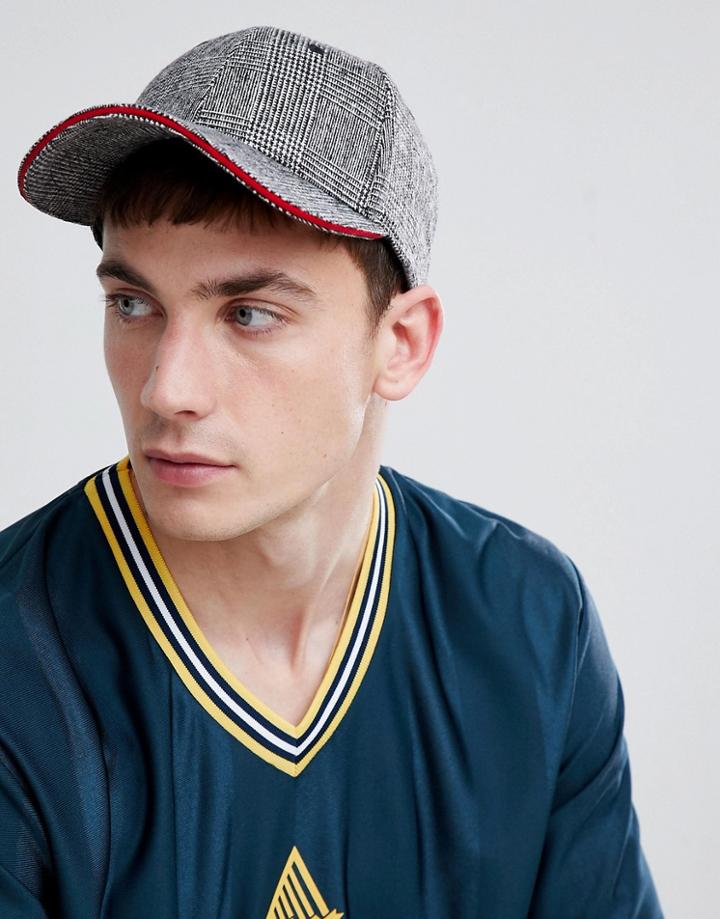 Asos Design Baseball Cap In Check With Red Sandwich Peak-multi