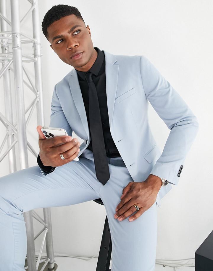 Jack & Jones Premium Slim Fit Suit Jacket In Light Blue
